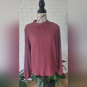 SHEIN Pleated Long Sleeve Blouse in Mauve